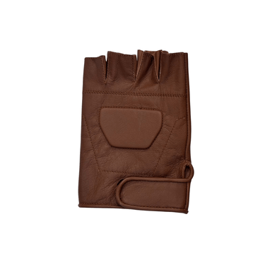 Black Premium Leather Padded Design Fingerless Gloves -